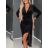 Šaty sametové elegantný dlhý rukáv dámske (S/M ONE SIZE) TALIANSKA MÓDA IMD23861/DU čierna S/M