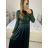 Šaty dlouhé společenské flitrové dlouhý rukáv dámské (S/M ONE SIZE) ITALSKÁ MÓDA IMPGM2324526/DUR -   stříbrná -   S/M