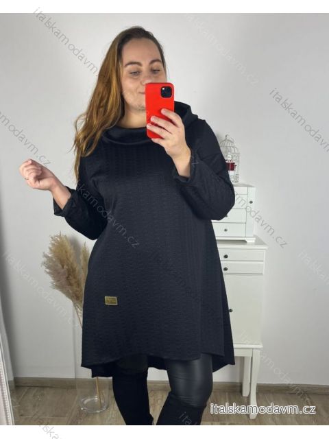 Šaty s kapucí dlouhý rukáv dámské nadrozměr  (3XL/4XL) TALIANSKA MóDA IMHMS23MIRINA