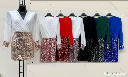 Šaty elegantné flitrové dlhý rukáv dámske (S/M ONE SIZE) TALIANSKA MÓDA IMM23M5166