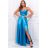 Šaty dlhé elegantné spoločenské na ramienka dámske nadrozmer (36-42) POLSKÁ MÓDA PMLBF23LEILA4 svetlo modrá 42