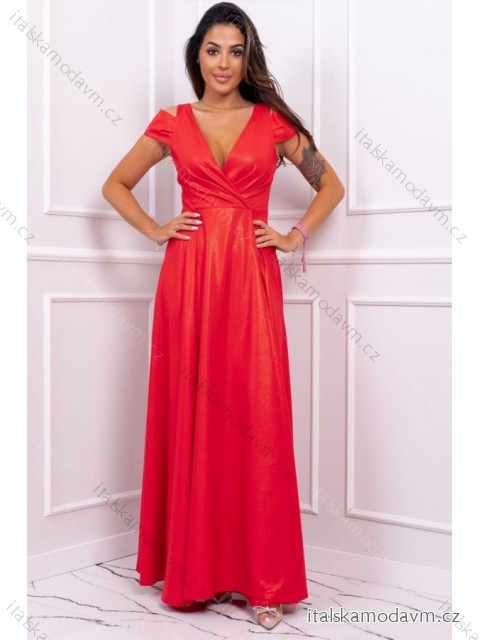 Šaty dlhé elegantné spoločenské bez rukávu dámske nadrozmer (36-52) POLSKÁ MÓDA PMLBF23GALA3 červená 48