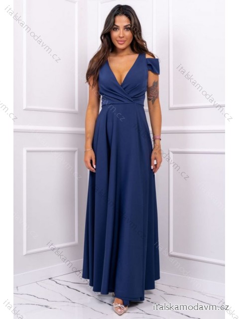 Šaty dlhé elegantné spoločenské bez rukávu dámske nadrozmer (36-52) POLSKÁ MÓDA PMLBF23GALA12 tmavo modrá 42