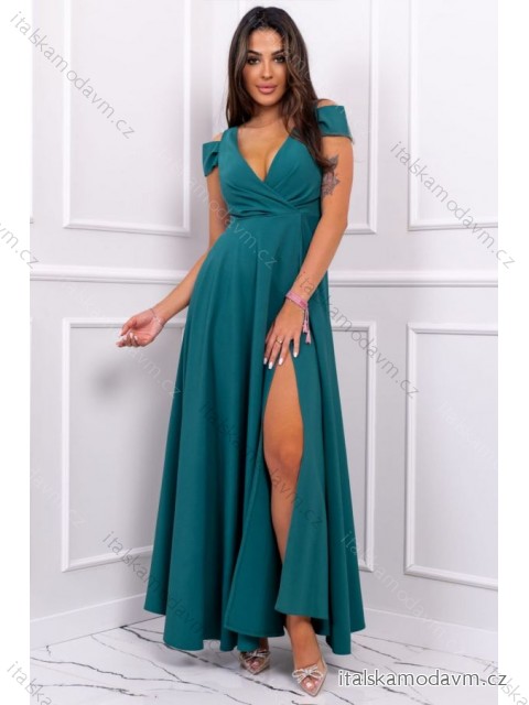Šaty dlouhé elegantní společenské bez rukávu dámské nadrozměr (36-52) POLSKÁ MÓDA PMLBF23GALA11 zelená 46