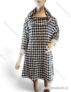 Šaty teplé mikinové dlhý rukáv dámske nadrozmer (XL/2XL ONE SIZE) TALIANSKA MÓDA IMD23836