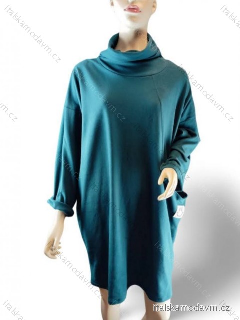 Šaty teplé dlhý rukáv dámske nadrozmer (XL/2XL ONE SIZE) TALIANSKA MóDA IMC23SMILE/DR XL/2XL smaragdová