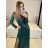 Šaty dlhé spoločenské flitrové dlhý rukáv dámske (S/M ONE SIZE) TALIANSKA MÓDA IMWGS234294/DUR zlatá S/M