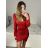Šaty elegantní krajkové dlouhý rukáv dámské (S/M ONE SIZE) ITALSKÁ MÓDA IMPMD2331288/DU S/M červená