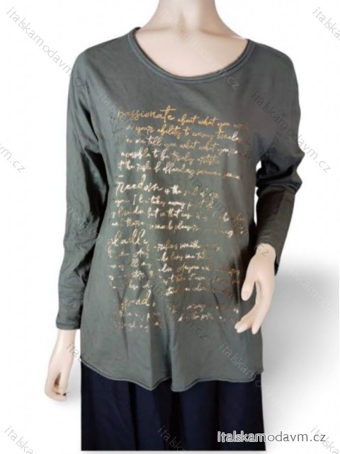 Tunika tričko dlhý rukáv dámska (S/M ONE SIZE) TALIANSKA MóDA IM423PASSION/DUR khaki S/M