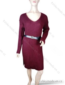 Šaty pletené s opaskom dlhý rukáv dámske (S/M/L ONE SIZE) TALIANSKA MóDA IMD23848