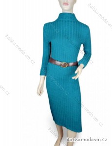 Šaty dlhé úpletové s opaskom dlhý rukáv dámska (S/M ONE SIZE) TALIANSKA MÓDA IMM23M8369