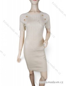 Šaty elegantné úpletové kratky rukáv dámske (S/M ONE SIZE) TALIANSKA MÓDA IMPOC237091/DUR