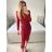Šaty elegantné flitrové dlhý rukáv dámske (S/M ONE SIZE) TALIANSKA MóDA IMM23M30557/DU S/M červená
