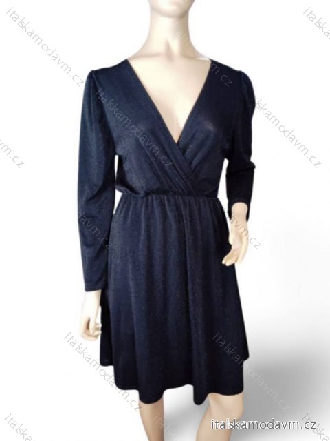 Šaty společenské dlhý rukáv dámske (S/M ONE SIZE) TALIANSKA MÓDA IM624KLARA - Farba   čierna - veľkosť   S/M