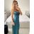 Šaty dlouhé elegantní společenské na ramínka dámské (S/M ONE SIZE) ITALSKÁ MÓDA IMPBB23B23376/DU S/M Černá