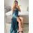 Šaty dlouhé elegantní společenské na ramínka dámské (S/M ONE SIZE) ITALSKÁ MÓDA IMPBB23B23376/DU S/M Černá