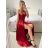 Šaty dlouhé elegantní společenské na ramínka dámské (S/M ONE SIZE) ITALSKÁ MÓDA IMPBB23B23376/DU S/M Černá