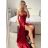 Šaty dlouhé elegantní společenské na ramínka dámské (S/M ONE SIZE) ITALSKÁ MÓDA IMPBB23B23376/DU S/M Černá
