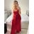 Šaty dlouhé elegantní společenské na ramínka dámské (S/M ONE SIZE) ITALSKÁ MÓDA IMPBB23B23376/DU S/M Černá