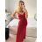Šaty dlouhé elegantní společenské na ramínka dámské (S/M ONE SIZE) ITALSKÁ MÓDA IMPBB23B23376/DU S/M Černá