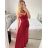 Šaty dlouhé elegantní společenské na ramínka dámské (S/M ONE SIZE) ITALSKÁ MÓDA IMPBB23B23376/DU S/M Černá