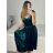 Šaty elegantní na ramínka dámské (S/M ONE SIZE) ITALSKÁ MÓDA IMWGB234466/DU   smaragdová   S/M
