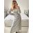 Šaty spoločenské dlhé trblietavé dlhý rukáv dámske (S/M ONE SIZE) TALIANSKA MODA IMM23FS52861