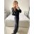 Šaty spoločenské dlhé trblietavé dlhý rukáv dámske (S/M ONE SIZE) TALIANSKA MODA IMM23FS52861/DU čierna S/M