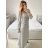 Šaty spoločenské dlhé trblietavé dlhý rukáv dámske (S/M ONE SIZE) TALIANSKA MODA IMM23FS52861/DU čierna S/M
