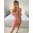 Šaty flitrové na ramínka dámské (S/M ONE SIZE) ITALSKÁ MÓDA IMWY23191 hnědá S/M