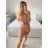 Šaty flitrové na ramínka dámské (S/M ONE SIZE) ITALSKÁ MÓDA IMWY23191 hnědá S/M