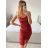 Šaty flitrové na ramínka dámské (S/M ONE SIZE) ITALSKÁ MÓDA IMWY23191 hnědá S/M