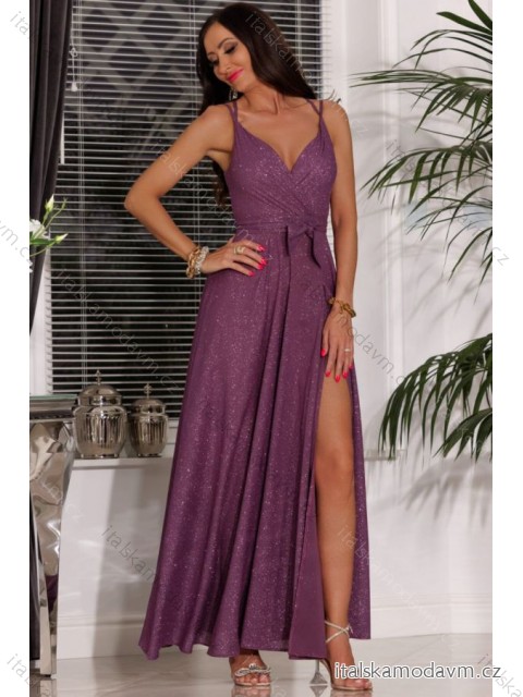Šaty dlouhé společenské třpytivé na ramínka dámské (32-42) POLSKÁ MÓDA PMLEL24PARIS4