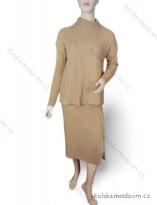 Súprava pletená sukňa a sveter dlhý rukáv dámska (S/M ONE SIZE) TALIANSKA MÓDA IMPGM232222/DR