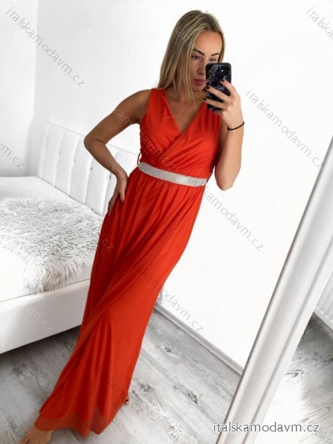 Šaty dlouhé společenské elegantní bez rukávu dámské (S/M ONE SIZE) ITALSKÁ MÓDA IMPSH223598/DU červená
