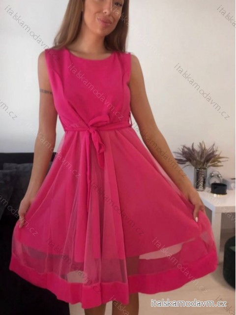 Šaty elegantné letné bez rukávov dámske (S/M/L ONE SIZE) TALIANSKA MÓDA IM923NELA/DU -   tmavo ružová
,   S/M