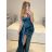 Šaty dlouhé elegantní společenské na ramínka dámské (S/M ONE SIZE) ITALSKÁ MÓDA IMPBB23B23376/DU S/M Černá