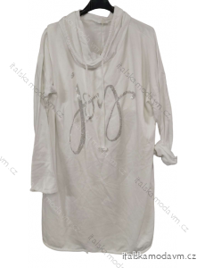 Šaty mikinové s kapucňou dlhý rukáv dámske (XL/2XL ONE SIZE) TALIANSKA MODA IMB23205/DR