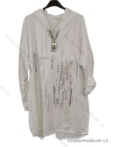 Šaty mikinové s kapucňou dlhý rukáv dámske (L/XL/2XL ONE SIZE) TALIANSKA MODA IMB23203/DR