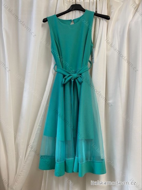 Šaty elegantní letní bez rukávu dámské (S/M/L ONE SIZE) ITALSKÁ MÓDA IMHMS23NELA/DU - Barva   mintova - Velikost   M/L