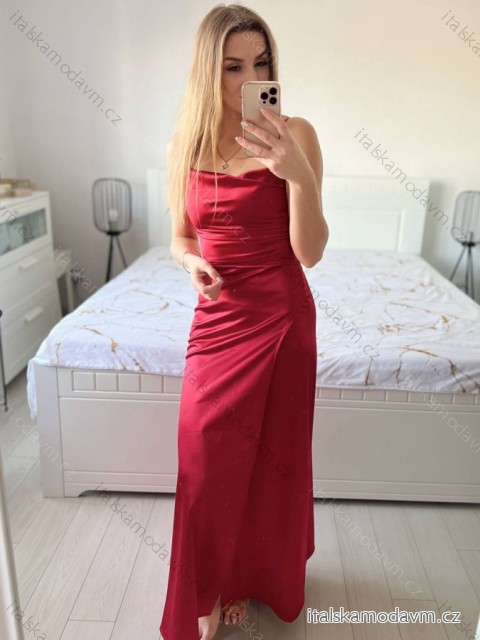 Šaty dlouhé společenské na ramínka dámské (S/M ONE SIZE) ITALSKÁ MÓDA IMPSH236530/DU