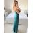 Šaty elegantní společenské dlouhé na ramínka dámské (S/M ONE SIZE) ITALSKÁ MÓDA IM324LOVE/DU -   zelená -   S/M