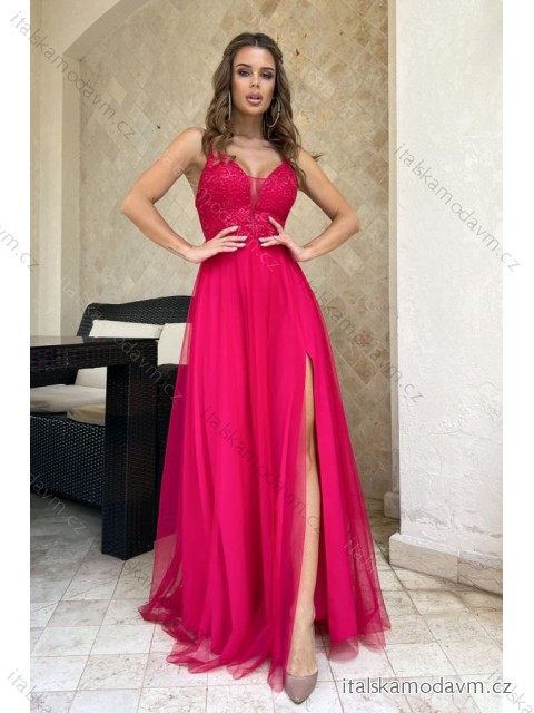 Šaty spoločenské dlhé na ramienka dámske (34-40) POLSKÁ MÓDA PMLBC24300-07