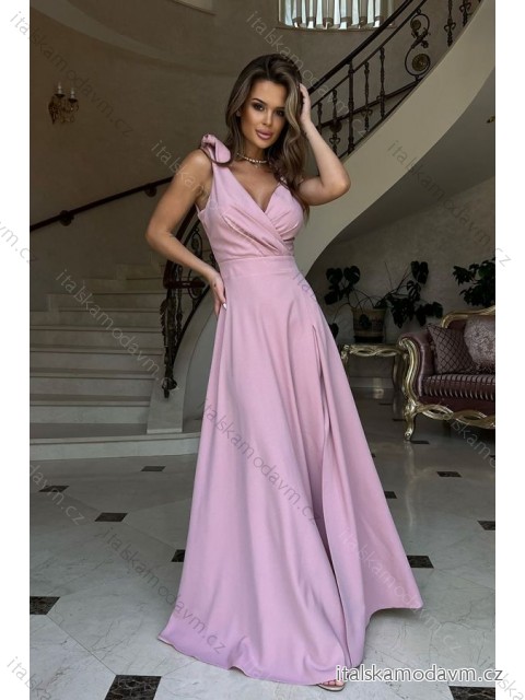 Šaty spoločenské na ramienka dámske (34-42) POLSKÁ MÓDA PMLBC242231-20 ružová 38