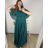 Šaty dlouhé společenské krátký rukáv dámské nadrozměr (XL/2XL ONE SIZE) ITALSKÁ MÓDA IMPSH2350260/DU XL/2XL smaragdová