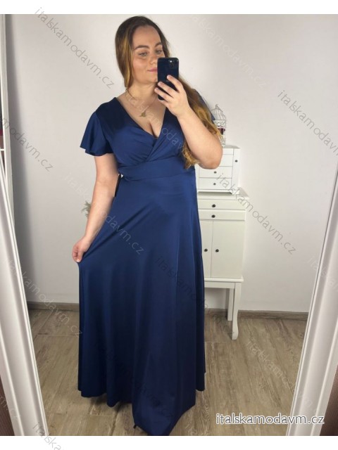 Šaty dlhé spoločenské krátky rukáv dámske nadrozměr (XL/2XL BIG SIZE) TALIANSKA MÓDA IMPSH245441A/DU