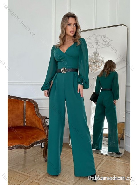 Overal dlouhý společenský dlouhý rukáv rukáv dámský (34-42) POLSKÁ MÓDA PMLBC24301-13 zelená 34