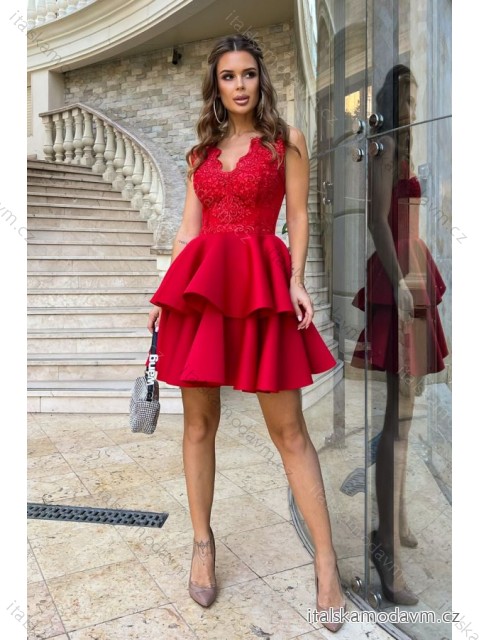 Šaty elegantné bez rukávov dámske (34-40) POLSKÁ MÓDA PMLBC242122-02 červená 40