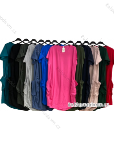 Šaty krátky rukáv dámske nadrozmer (4XL/5XL ONE SIZE) TALIANSKA MÓDA IMC24015