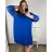 Šaty elegantní dlouhý rukáv dámské nadrozměr (3XL/4XL ONE SIZE) ITALSKá MóDA IM424BELLA/DU 3XL/4XL královská modrá